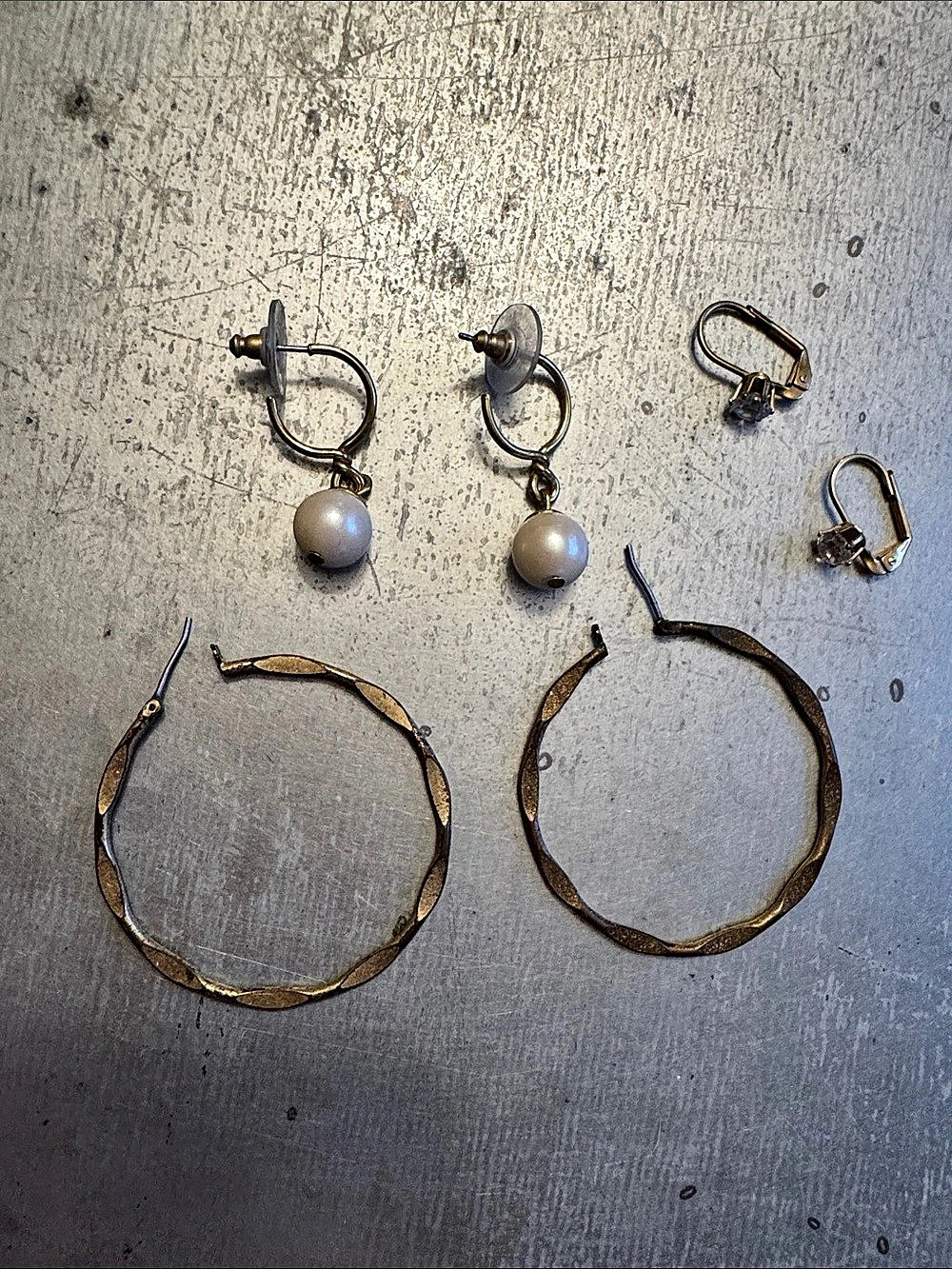Gold-Tone Hoop, Pearl & Stone Earring Set